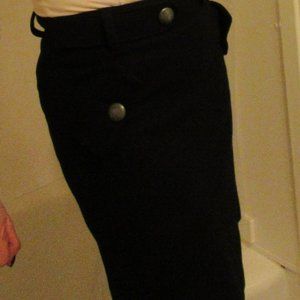 Club Monaco Black Soft Wool Skirt w Flat Black Buttons, Size 0